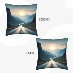 Housse de coussin en peluche avec motif de brume forestière - Okomall