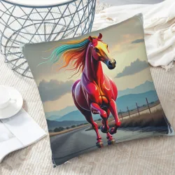 奔騰駿馬毛絨抱枕套 - Okomall