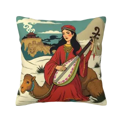 Persian Girl and Camel Plush Pillow Cover - Okomall