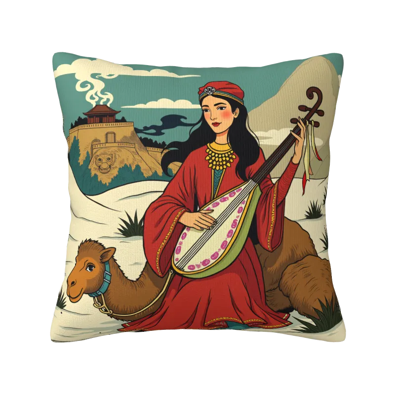 Persian Girl and Camel Plush Pillow Cover - Okomall