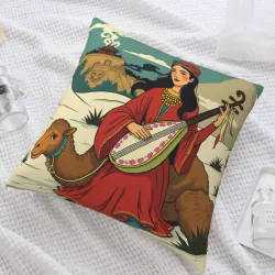 Persian Girl and Camel Plush Pillow Cover - Okomall