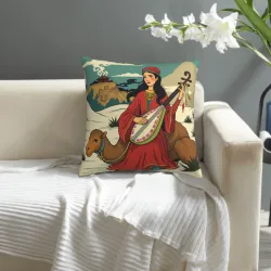 Persian Girl and Camel Plush Pillow Cover - Okomall