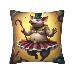 Housse de coussin en peluche cochon gentleman - Okomall