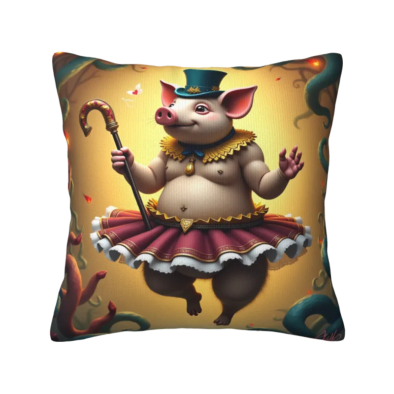Funda de cojín de felpa de cerdito caballero - Okomall