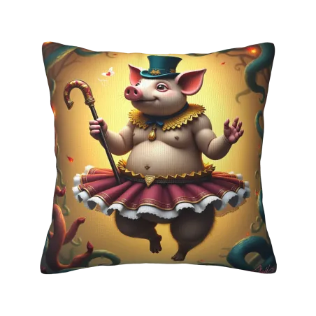 Gentleman Pig Plush Pillow Cover - Okomall