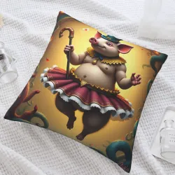 Gentleman Pig Plush Pillow Cover - Okomall