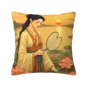 禪意庭院少女抱枕套 - Okomall 唯美家居
