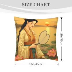 Funda de cojín con chica en jardín zen - Okomall Hogar Estético