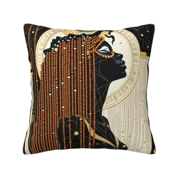 Housse de coussin en peluche avec portrait abstrait de femme - Okomall