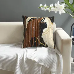 Abstract Female Portrait Plush Pillow Cover - Okomall
