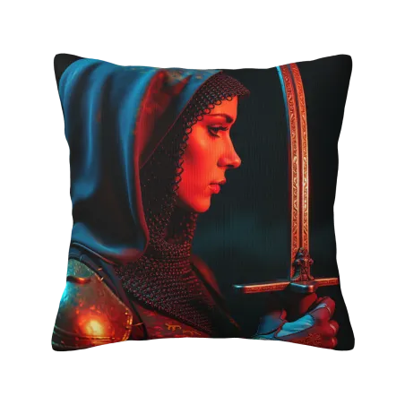 Funda de cojín de peluche con retrato misterioso de mujer - Okomall