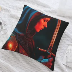 Mysterious Female Portrait Plush Pillow Cover - Okomall