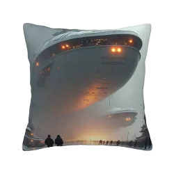 Foggy Cityscape Plush Pillow Cover - Okomall