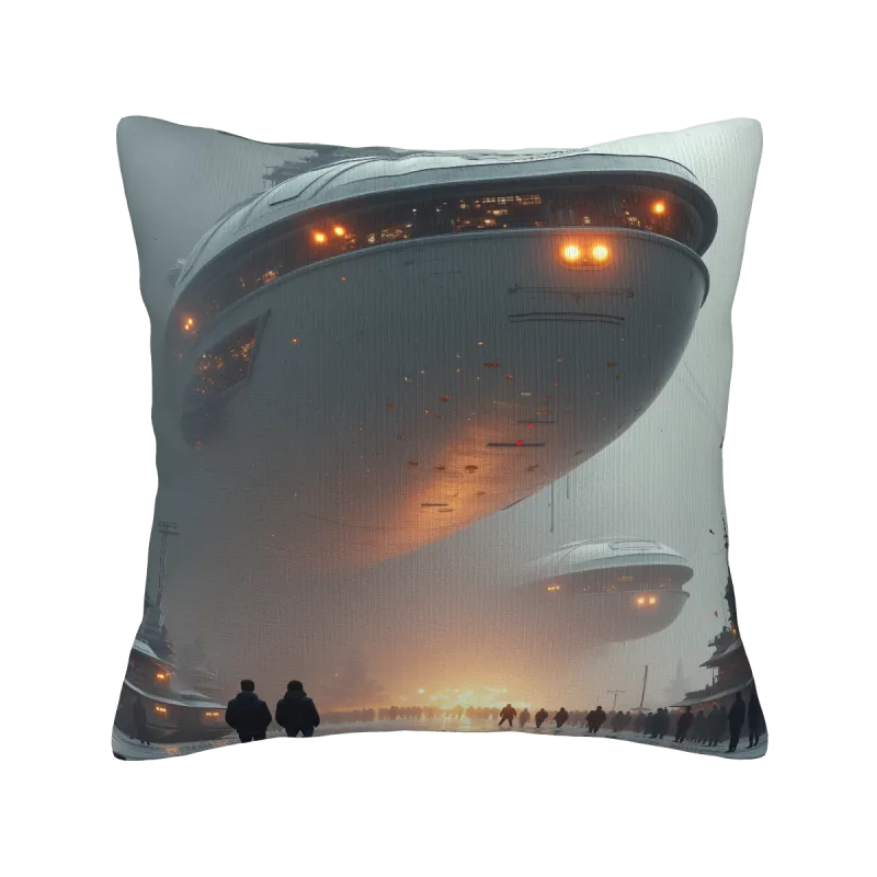 Foggy Cityscape Plush Pillow Cover - Okomall