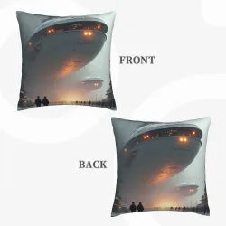 Foggy Cityscape Plush Pillow Cover - Okomall