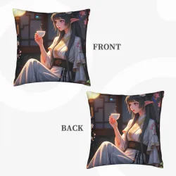 Japanese Style Beauty Plush Pillow Cover - Okomall