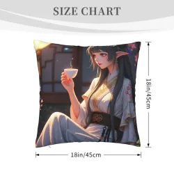 Housse de Coussin en Peluche Style Japonais 'Beauté du Vent' - Okomall