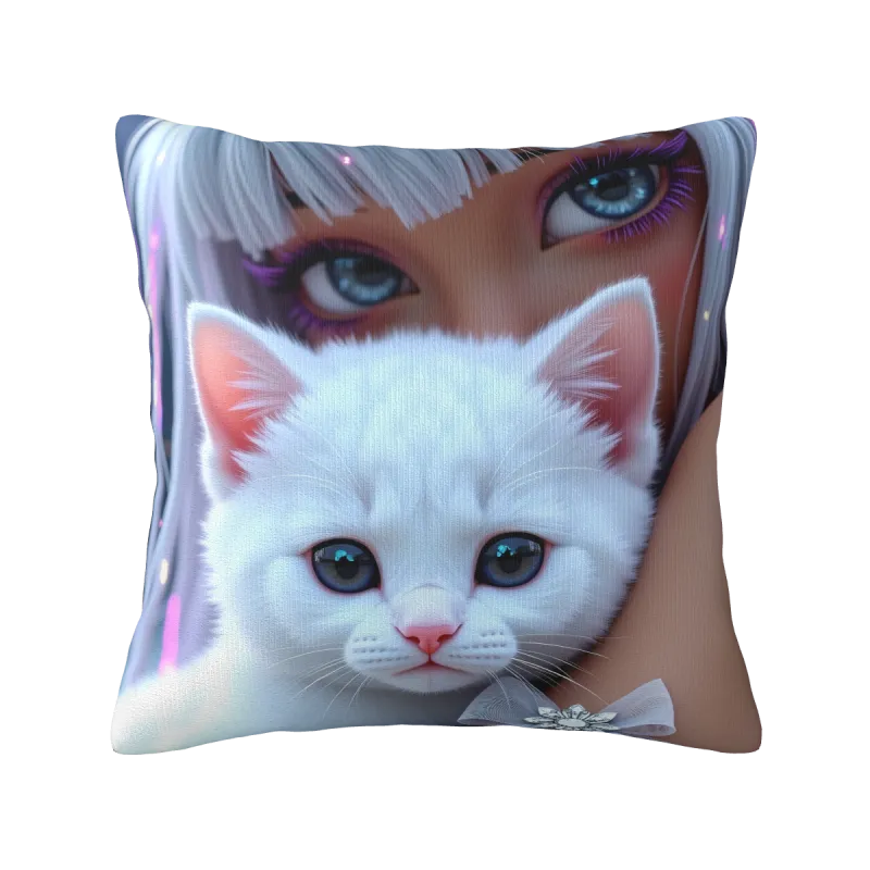 Housse de coussin en peluche Chat - Okomall