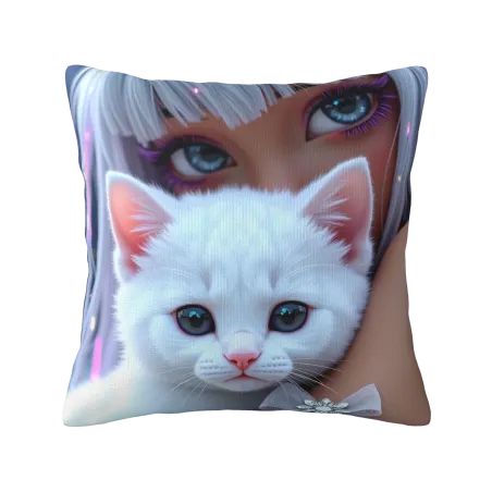 Housse de coussin en peluche Chat - Okomall