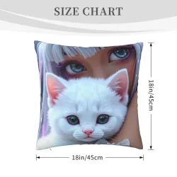 Housse de coussin en peluche Chat - Okomall