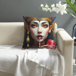 Coussin décoratif portrait de femme exotique - Okomall