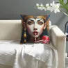 Funda de cojín con retrato femenino de estilo exótico - Okomall