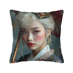 Housse de coussin en peluche avec motif de jeune fille esthétique - Okomall