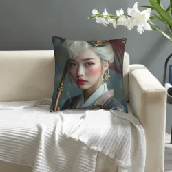 Housse de coussin en peluche avec motif de jeune fille esthétique - Okomall