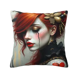Housse de coussin en peluche à motif de beauté recto verso - Okomall