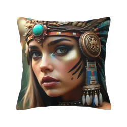 Housse de coussin en peluche avec motif de beauté exotique - Okomall