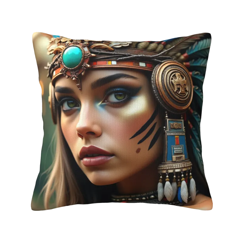 Housse de coussin en peluche avec motif de beauté exotique - Okomall