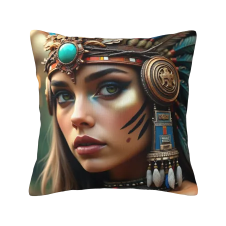 Housse de coussin en peluche avec motif de beauté exotique - Okomall