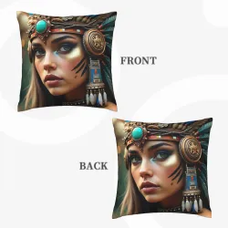 Housse de coussin en peluche avec motif de beauté exotique - Okomall