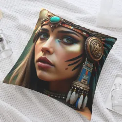 Funda de cojín de felpa con estampado de belleza exótica - Okomall