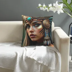 Housse de coussin en peluche avec motif de beauté exotique - Okomall