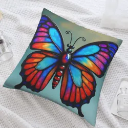 Funda de cojín de peluche degradado de arcoíris - Okomall
