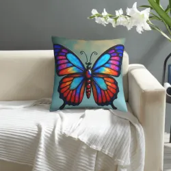Housse de coussin en peluche dégradé arc-en-ciel - Okomall