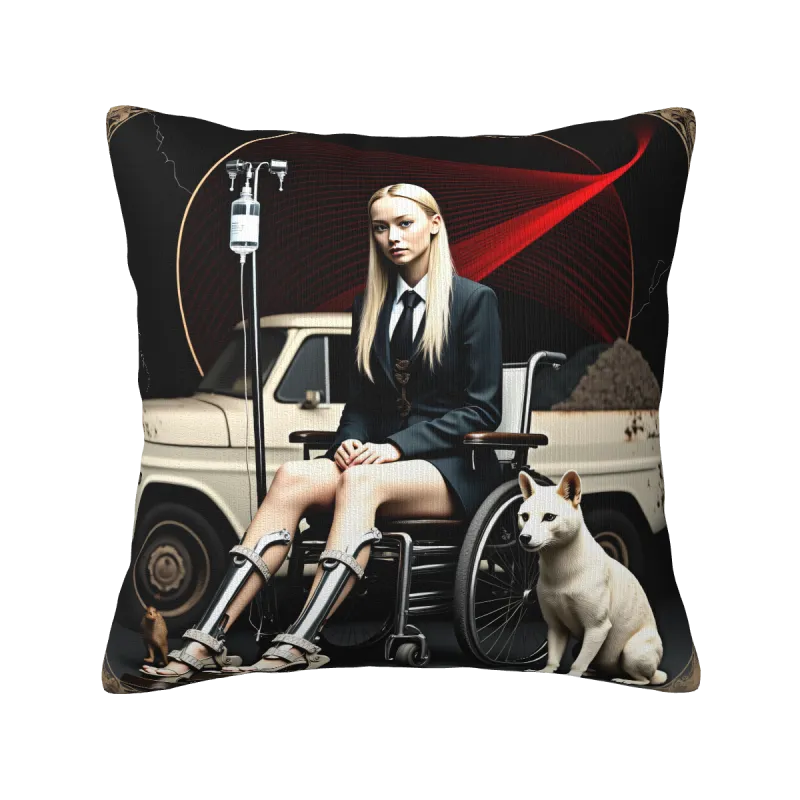 Funda de Almohada de Peluche con Estampado de Chica Fashion - Okomall