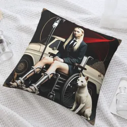 Funda de Almohada de Peluche con Estampado de Chica Fashion - Okomall