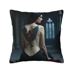 Housse de coussin en peluche avec portrait féminin de rêve - Okomall