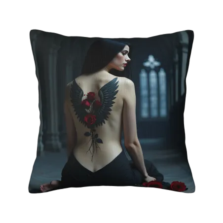 Housse de coussin en peluche avec portrait féminin de rêve - Okomall
