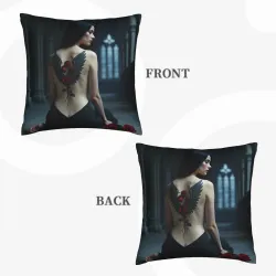 Housse de coussin en peluche avec portrait féminin de rêve - Okomall
