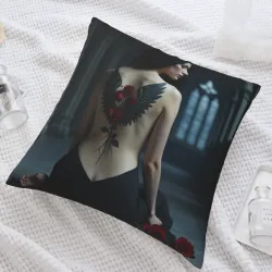 Funda de cojín de felpa con retrato femenino de ensueño - Okomall