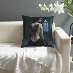 Federa cuscino in peluche con ritratto femminile da sogno - Okomall