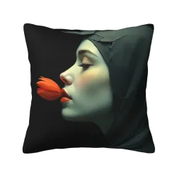 Housse de coussin en peluche à portrait féminin magnifique recto-verso - Okomall