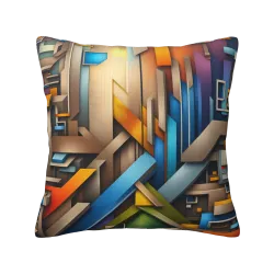 Coussin en peluche géométrique abstrait - 18x18 pouces | OKOMALL