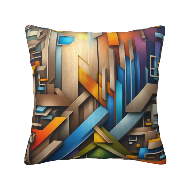 Funda de cojín de peluche geométrica abstracta - 18x18 pulgadas | OKOMALL