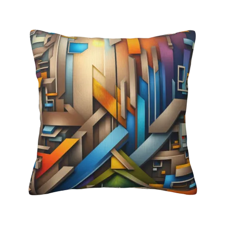 غطاء وسادة فروي هندسي مجرد - 45 × 45 سم | OKOMALL