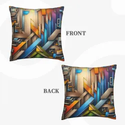 غطاء وسادة فروي هندسي مجرد - 45 × 45 سم | OKOMALL