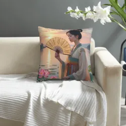 锦绣美人抱枕套 - 18x18英寸 | Okomall
